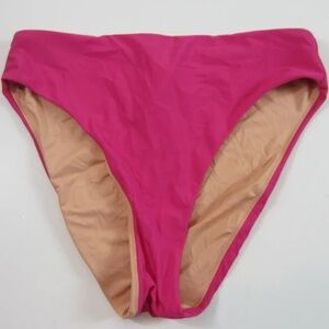 J Crew Plus High Rise Cheeky Bikini Bottom Swim Radiant Fuschia Pink M (8/10)NWT